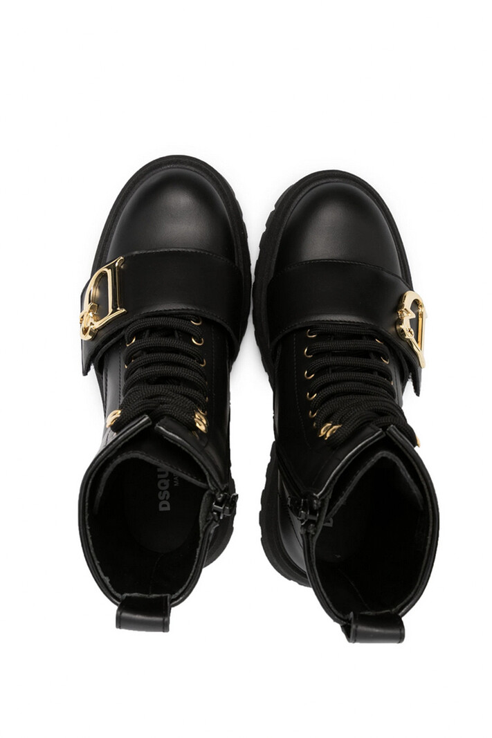 DSQUARED2 Dsquared2 Statement boots with laces and gold D Black