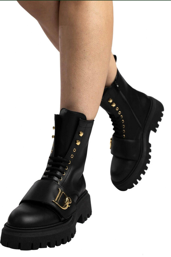 DSQUARED2 Dsquared2 Statement boots met veters en gouden D Zwart