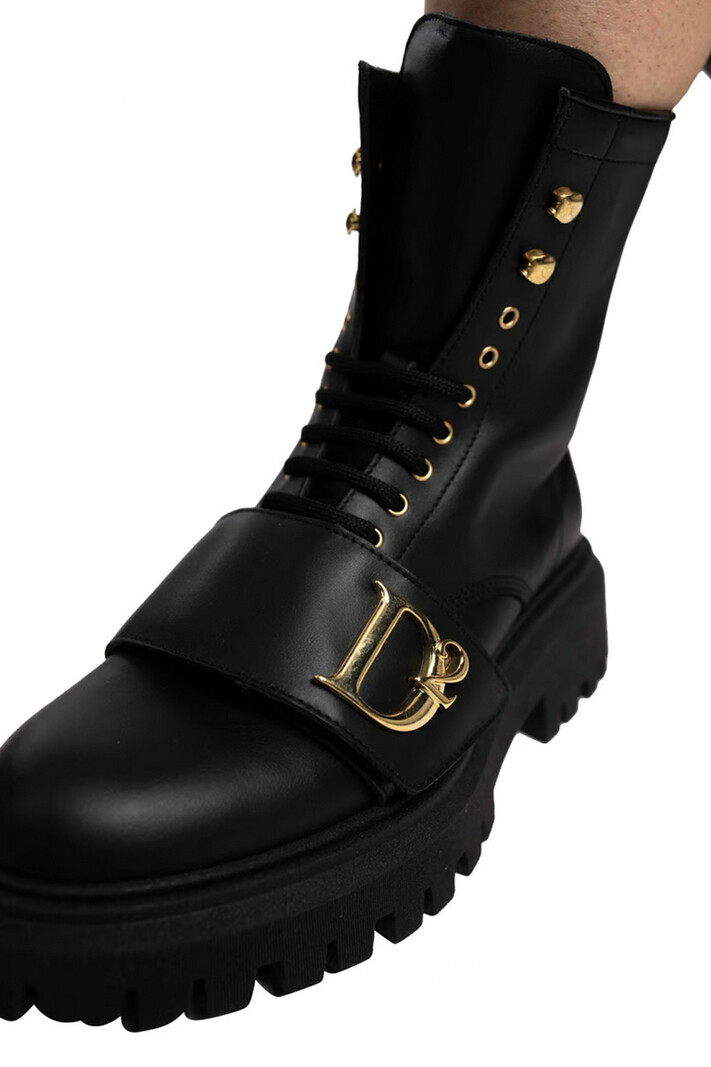 DSQUARED2 Dsquared2 Statement boots met veters en gouden D Zwart