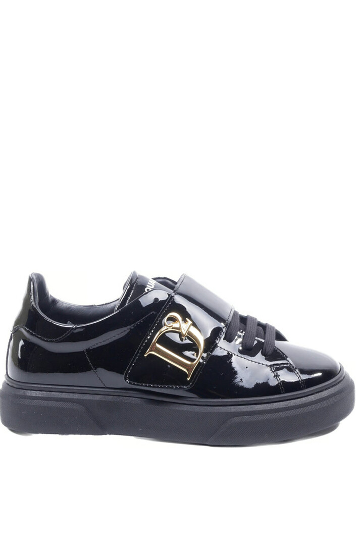 DSQUARED2 Dsquared2 Statement sneakers met gouden D Lak Zwart