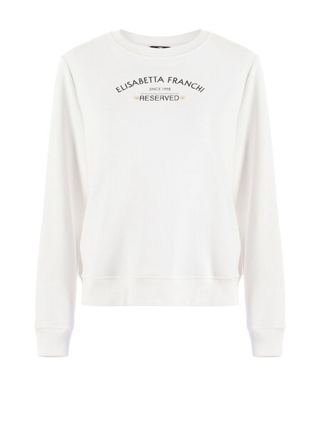 ELISABETTA FRANCHI Elisabetta Franchi katoenen trui sweater met logo Wit