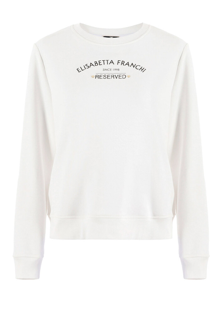 ELISABETTA FRANCHI Elisabetta Franchi katoenen trui sweater met logo Wit