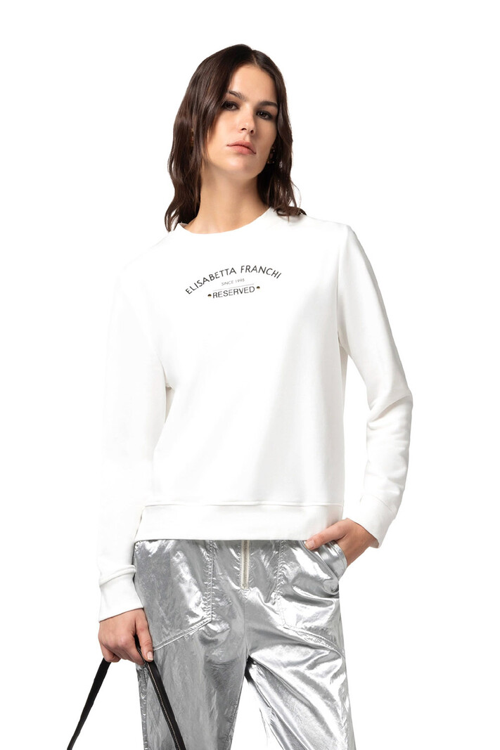 ELISABETTA FRANCHI Elisabetta Franchi katoenen trui sweater met logo Wit