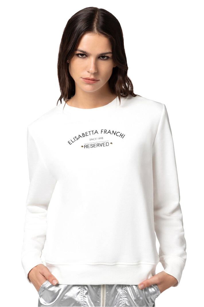 ELISABETTA FRANCHI Elisabetta Franchi katoenen trui sweater met logo Wit