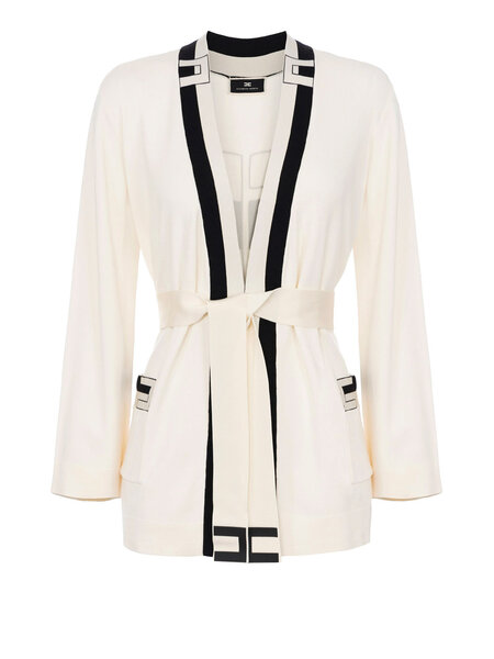 ELISABETTA FRANCHI Elisabetta Franchi kimono / cardigan Beige with logo on back Burro / Cream White