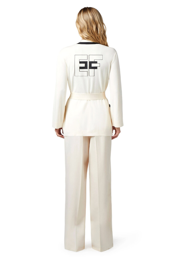 ELISABETTA FRANCHI Elisabetta Franchi vest ( in kimono-model) Beige met logo op rug Burro / Cream Wit ( geen gladde stof)