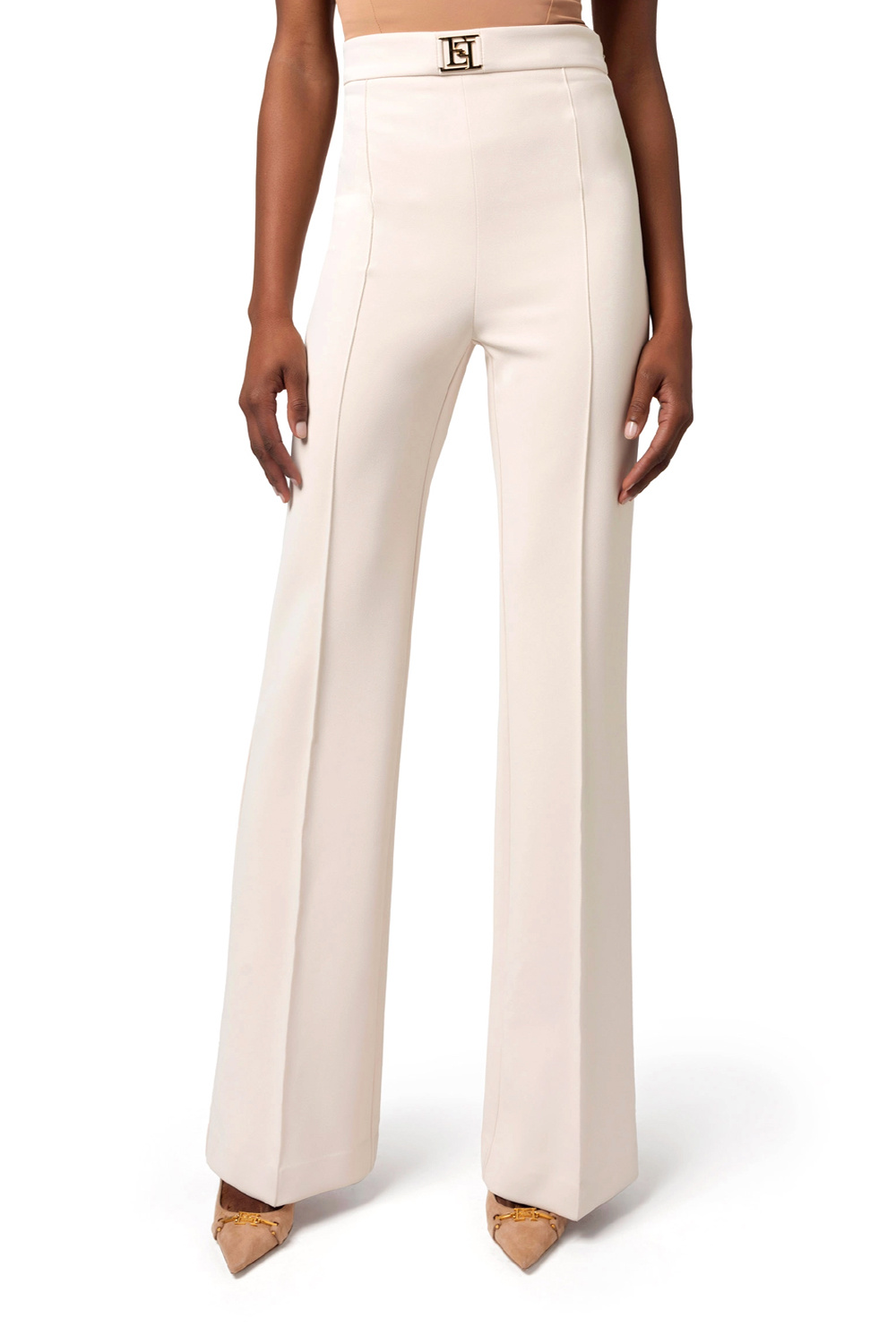 ELISABETTA FRANCHI Elisabetta Franchi Palazzo broek pantalon Burro / Cream Wit