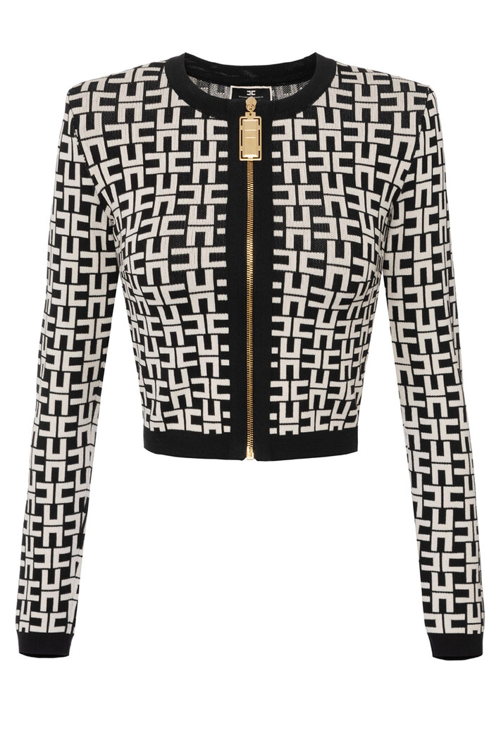 ELISABETTA FRANCHI Elisabetta Franchi cardigan in logo Black / White