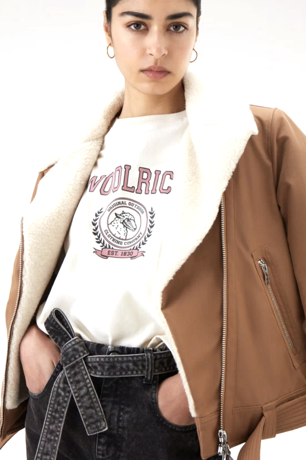 Z (S(UPER SALE Woolrich t-shirt Kelly Milky cream / room Wit