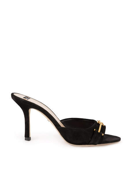 ELISABETTA FRANCHI Elisabetta Franchi Suède slider sandalettes met slotje Zwart