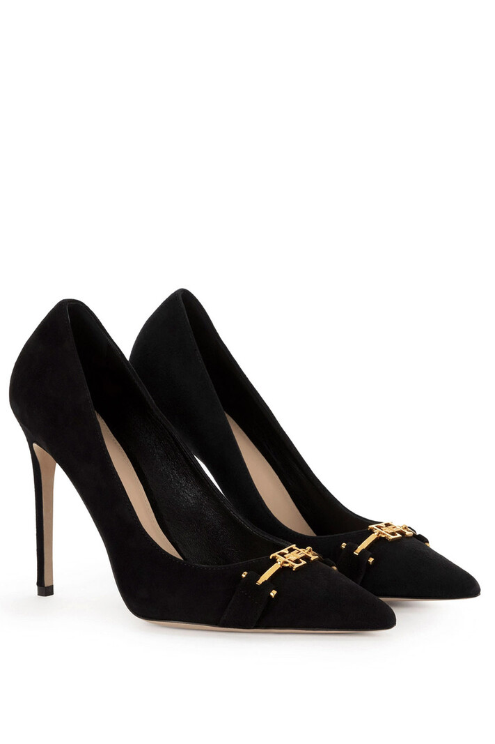 ELISABETTA FRANCHI Elisabetta Franchi suede pump met slotje Zwart