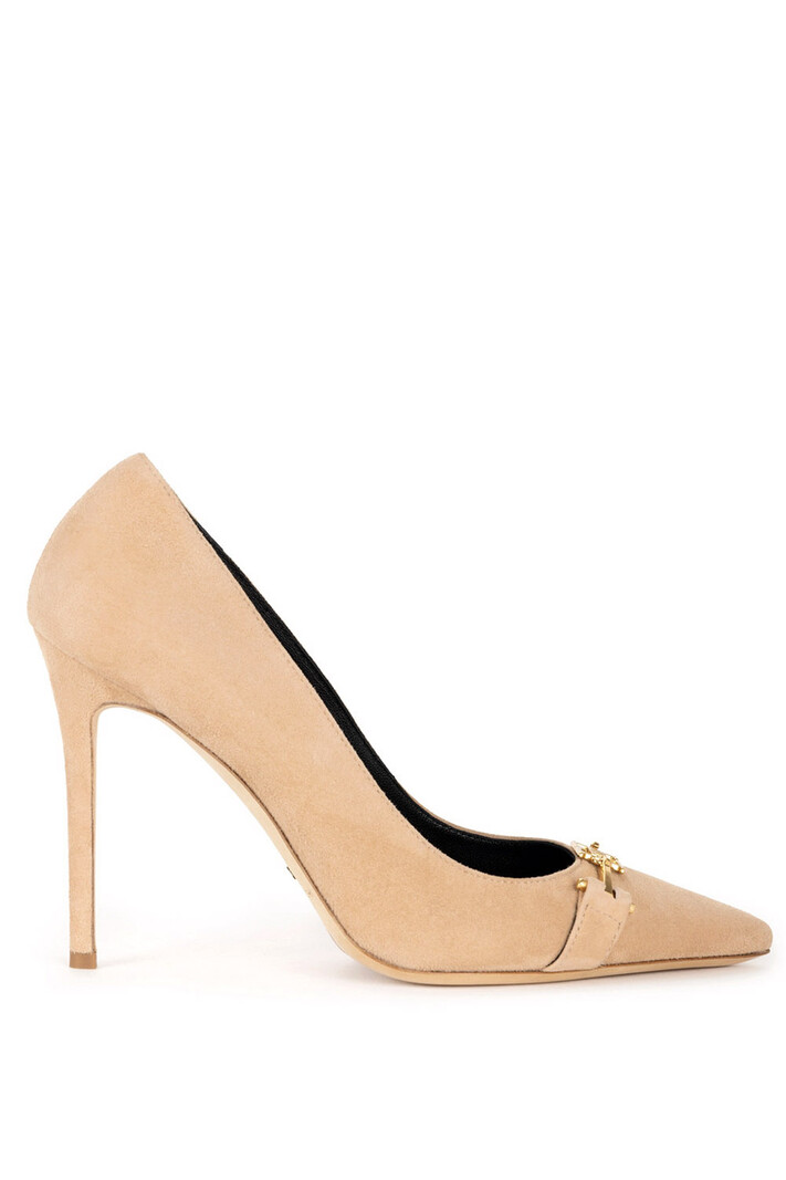 ELISABETTA FRANCHI Elisabetta Franchi suede pump met slotje Nudo / Beige