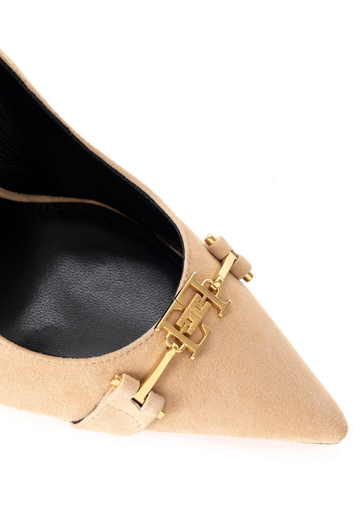 ELISABETTA FRANCHI Elisabetta Franchi suede pump met slotje Nudo / Beige