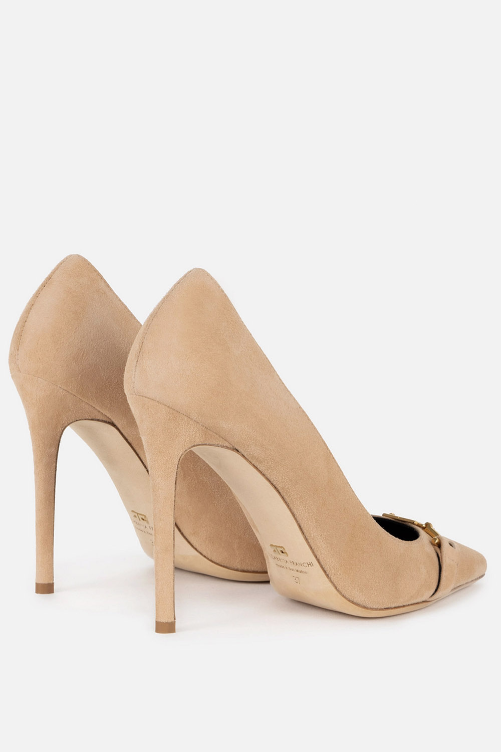 ELISABETTA FRANCHI Elisabetta Franchi suede pump met slotje Nudo / Beige