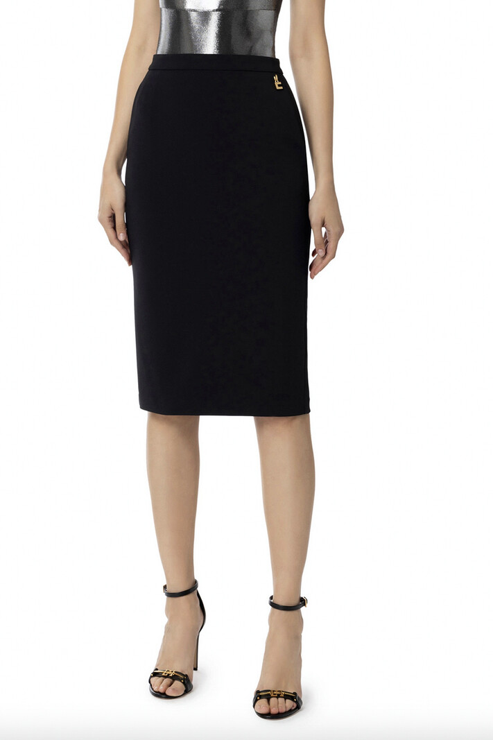 ELISABETTA FRANCHI Elisabetta Franchi pencil skirt with pockets and logo charm Black