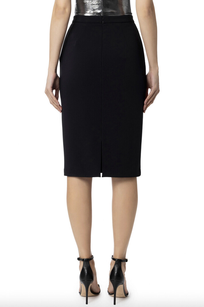 ELISABETTA FRANCHI Elisabetta Franchi pencil skirt with pockets and logo charm Black