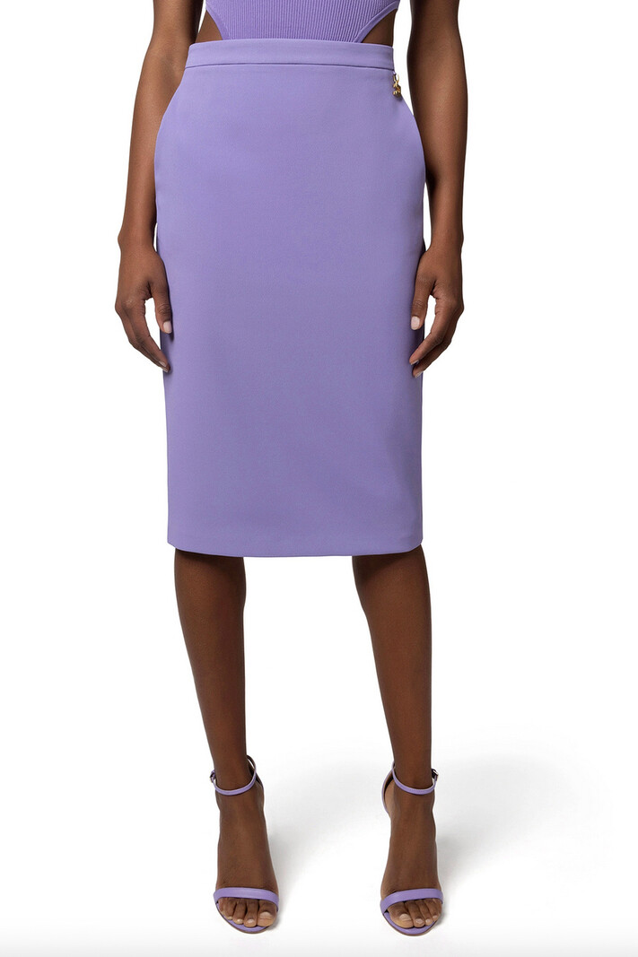 ELISABETTA FRANCHI Elisabetta Franchi pencil skirt with pockets and logo charm Iris / Purple