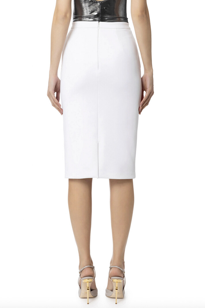 ELISABETTA FRANCHI Elisabetta Franchi pencil skirt with pockets and logo charm White