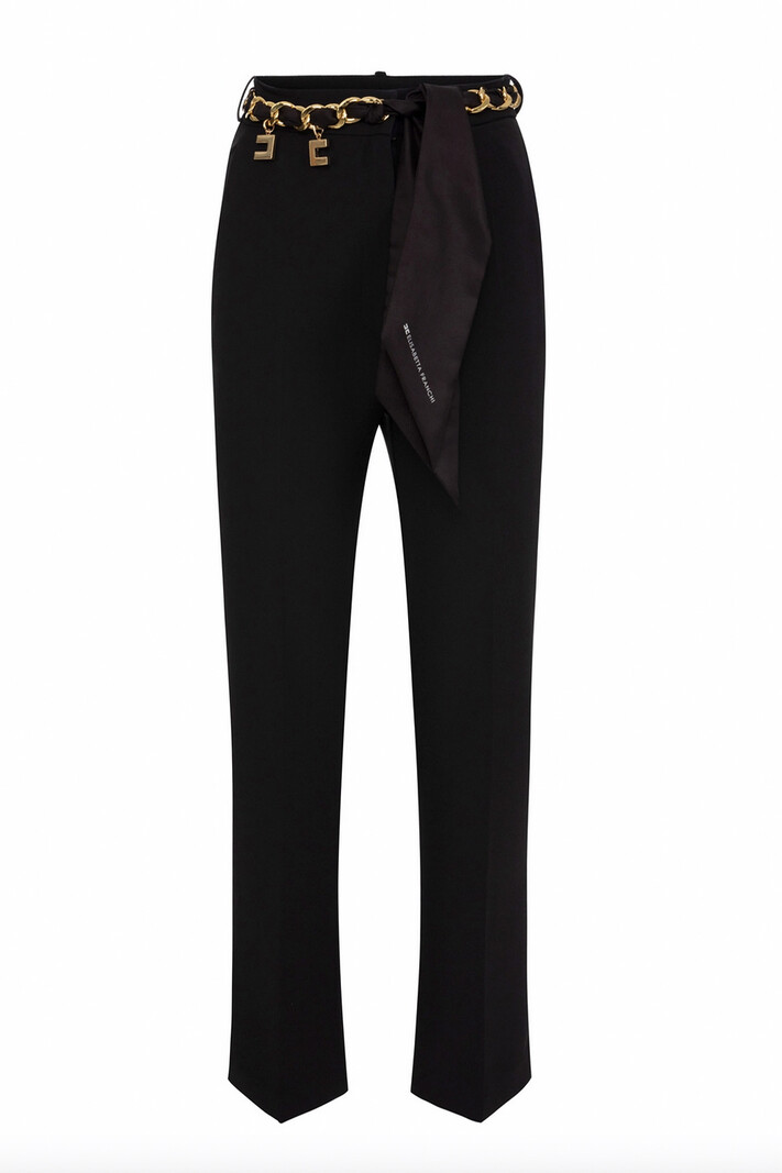 ELISABETTA FRANCHI Elisabetta Franchi pantalon met riem-sjaal Zwart