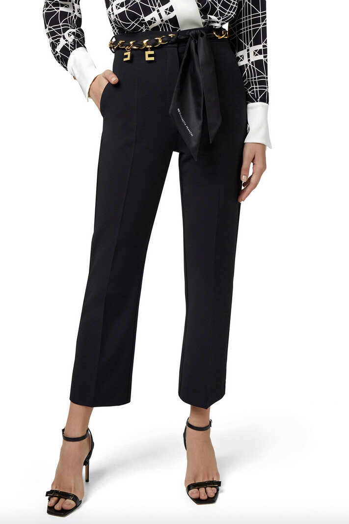 ELISABETTA FRANCHI Elisabetta Franchi pantalon met riem-sjaal Zwart