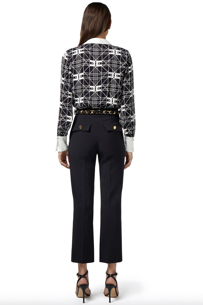 ELISABETTA FRANCHI Elisabetta Franchi pantalon met riem-sjaal Zwart