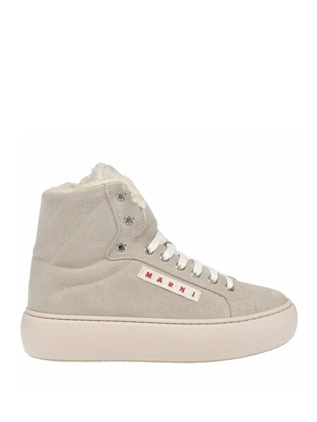 MARNI Marni hoge sneaker met logo gevoerd Beige