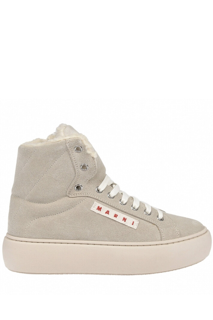 MARNI Marni high sneaker with logo padded inside  Beige