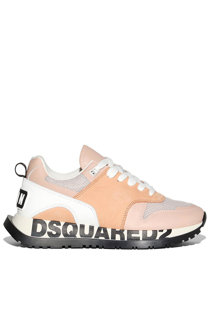 Dsquared2 runner zwarte merknaam op zool icon achterop pastel