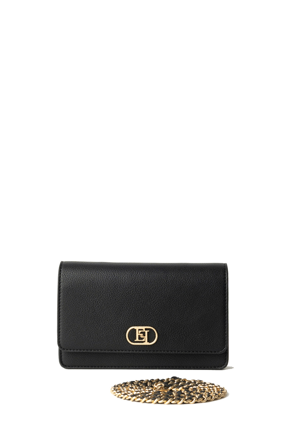 ELISABETTA FRANCHI Elisabetta Franchi shoulder bag with gold logo and chain with leather braided Black