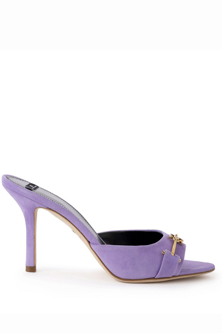 ELISABETTA FRANCHI Elisabetta Franchi Suede slipper sandals with clasp Iris Purple