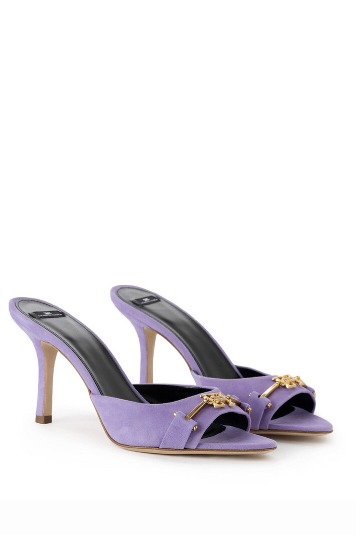 ELISABETTA FRANCHI Elisabetta Franchi Suede slipper sandals with clasp Iris Purple