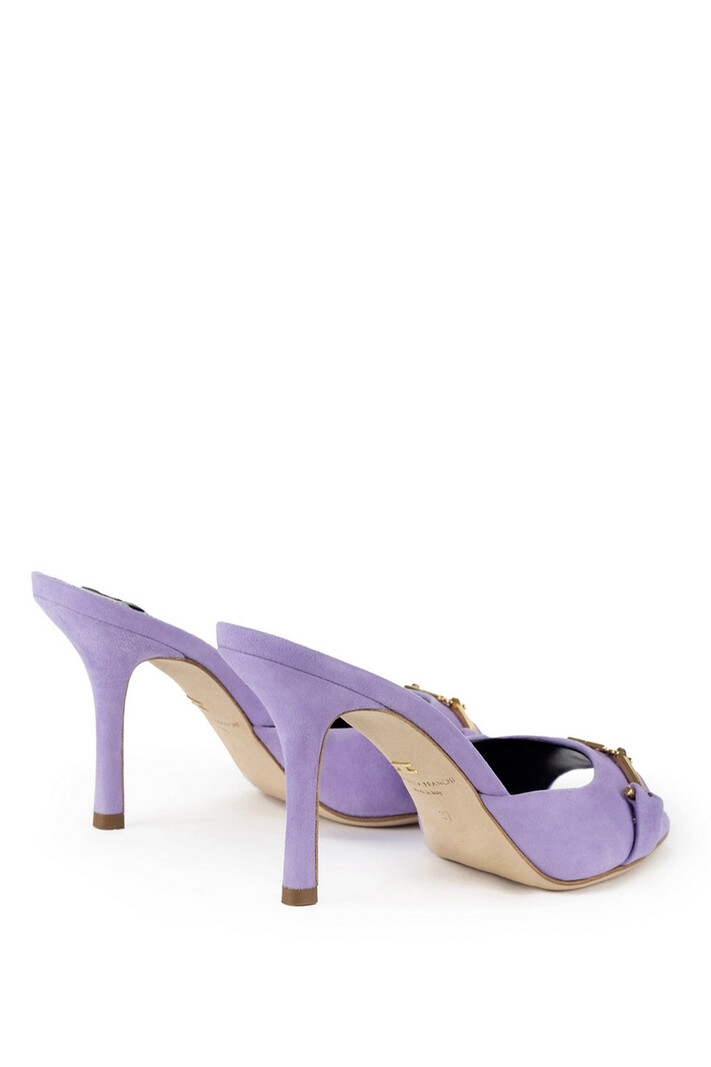 ELISABETTA FRANCHI Elisabetta Franchi Suede slipper sandals with clasp Iris Purple