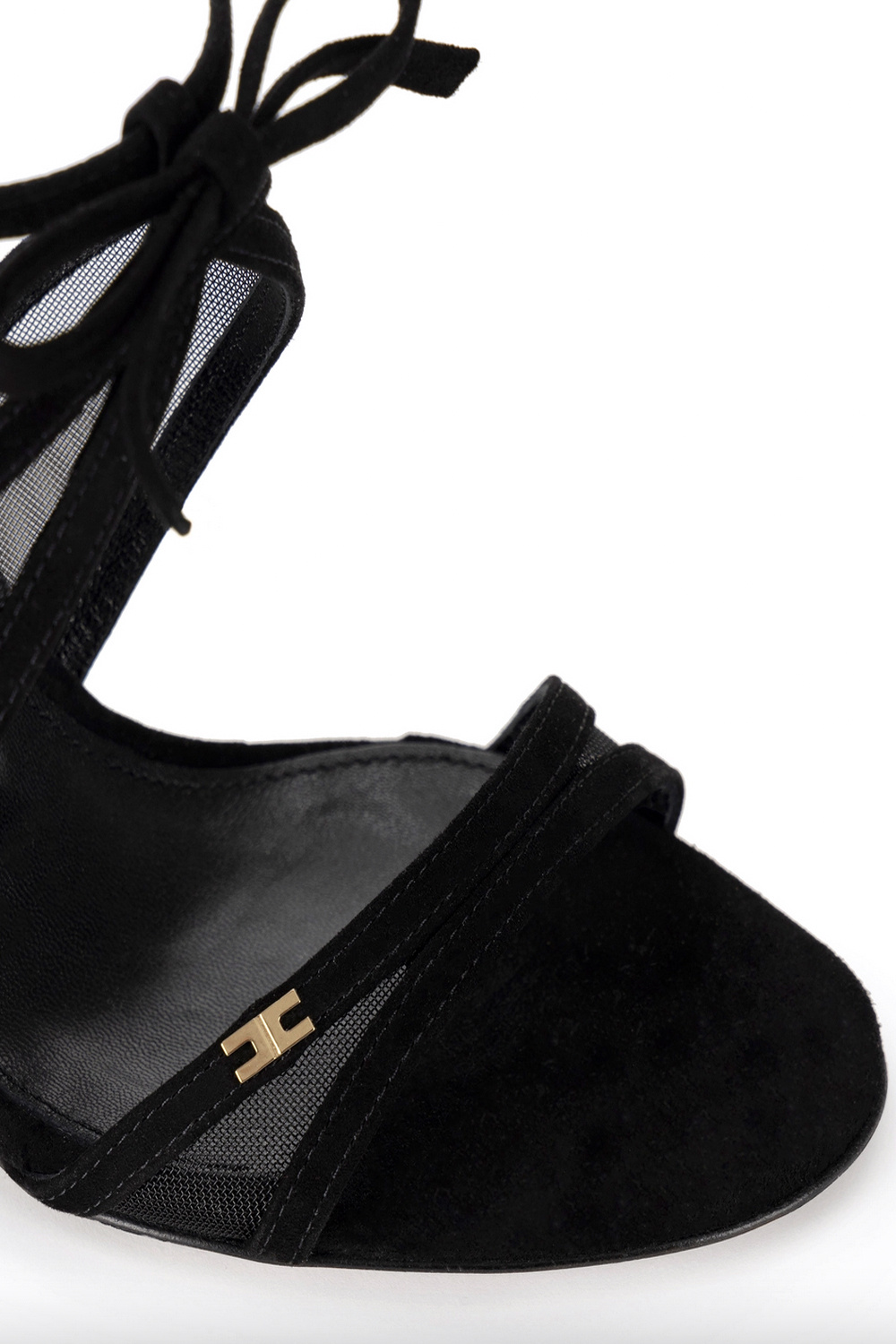 ELISABETTA FRANCHI Elisabetta Franchi suede sandaal 10 cm met strik Zwart