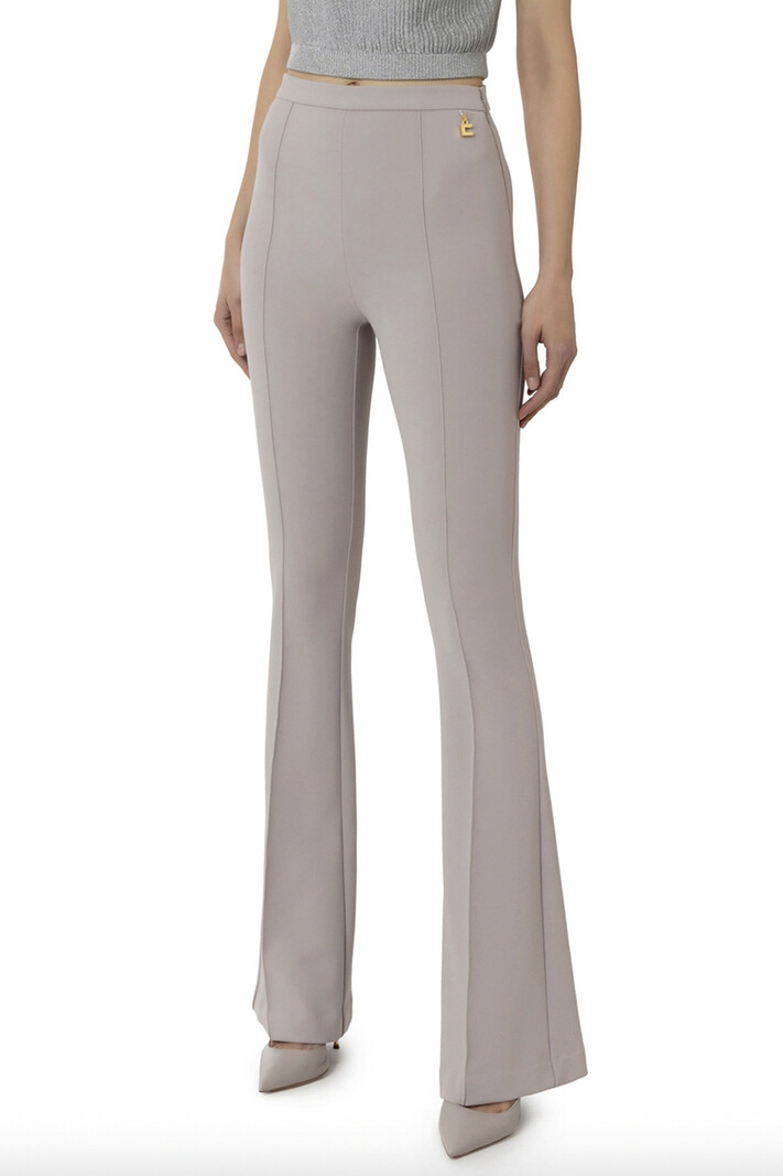 ELISABETTA FRANCHI Elisabetta Franchi pantalon met gouden logo in taille Perla / Grijs