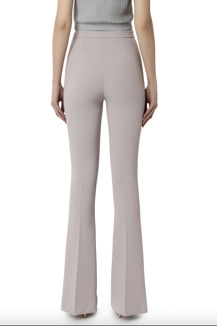 ELISABETTA FRANCHI Elisabetta Franchi pantalon met gouden logo in taille Perla / Grijs