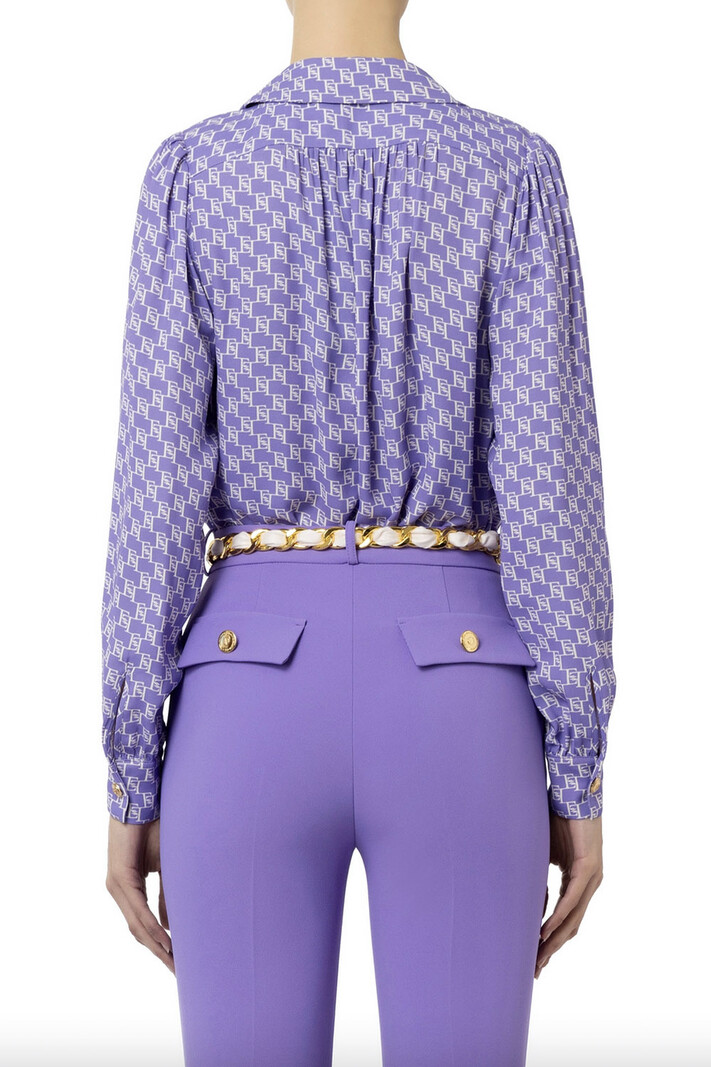 ELISABETTA FRANCHI Elisabetta Franchi blouse with logo and chain Iris / Purple ( falls a little wide )