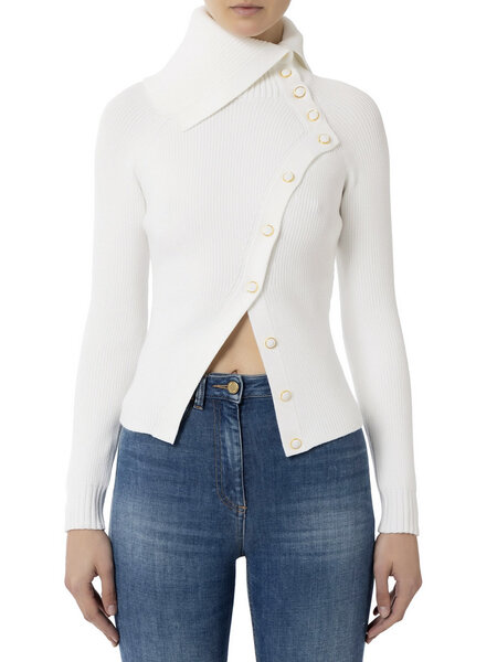 ELISABETTA FRANCHI Elisabetta Franchi sweater met wit gouden knopen Wit