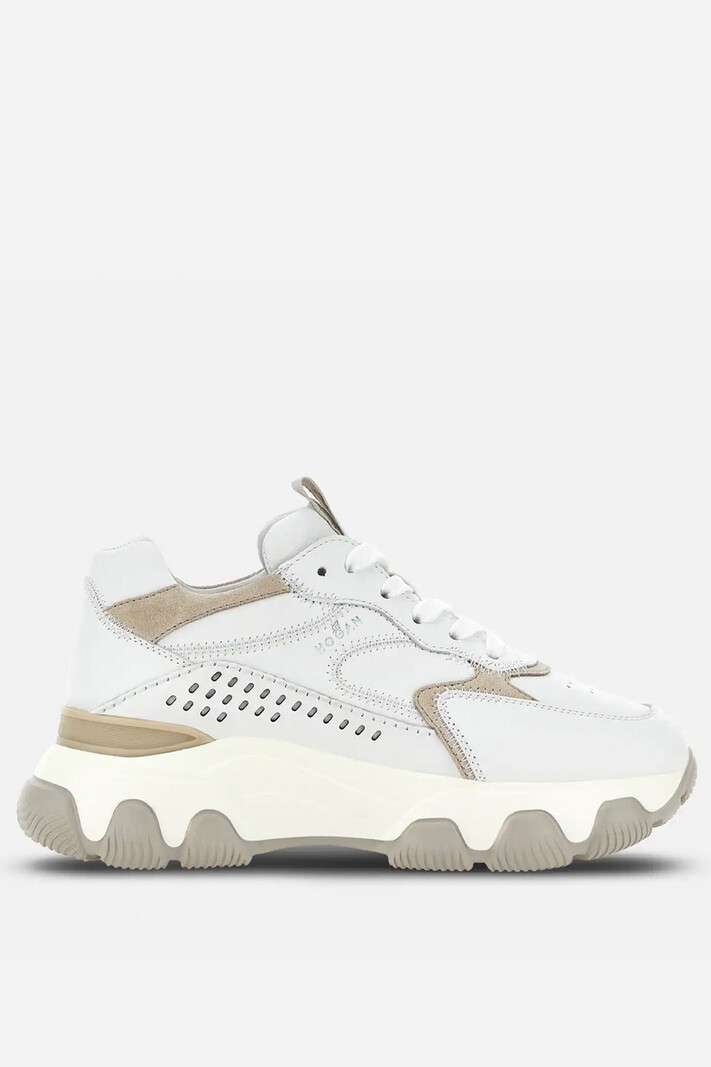 HOGAN Sneakers hyperactive Allac Forature beige and taupe details White