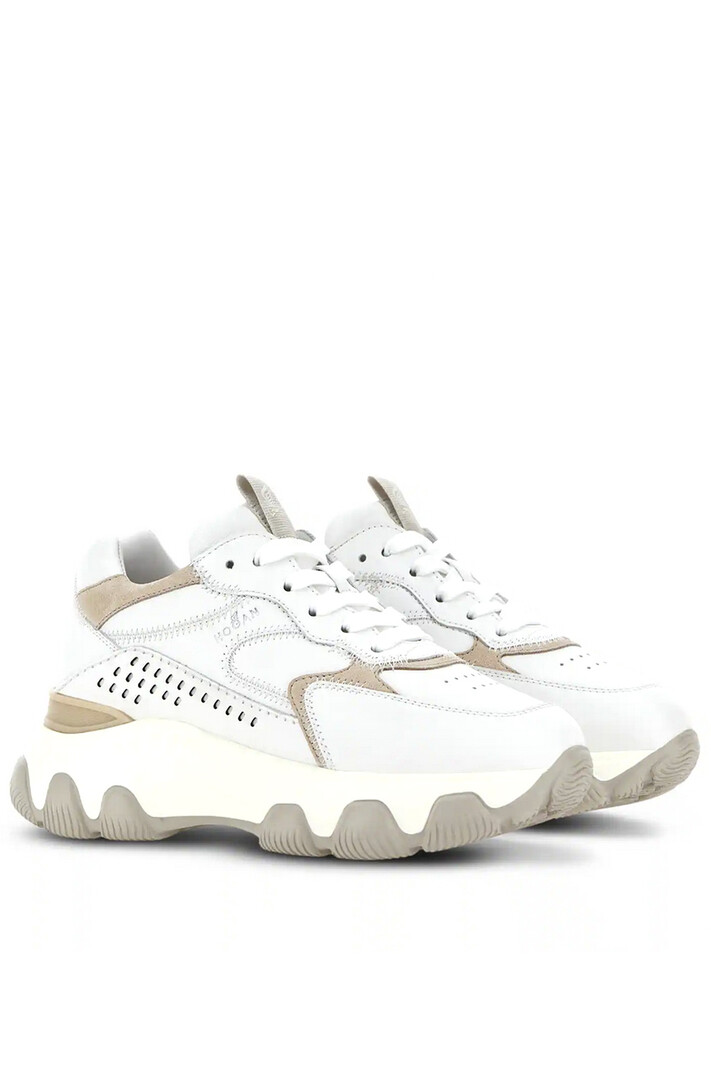 HOGAN Sneakers hyperactive Allac Forature beige and taupe details White