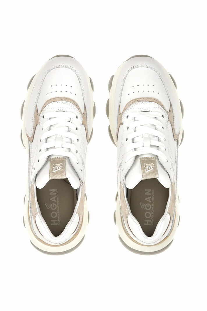 HOGAN Sneakers hyperactive Allac Forature beige and taupe details White