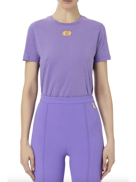 ELISABETTA FRANCHI Elisabetta Franchi tshirt with plate with logo Iris / Purple