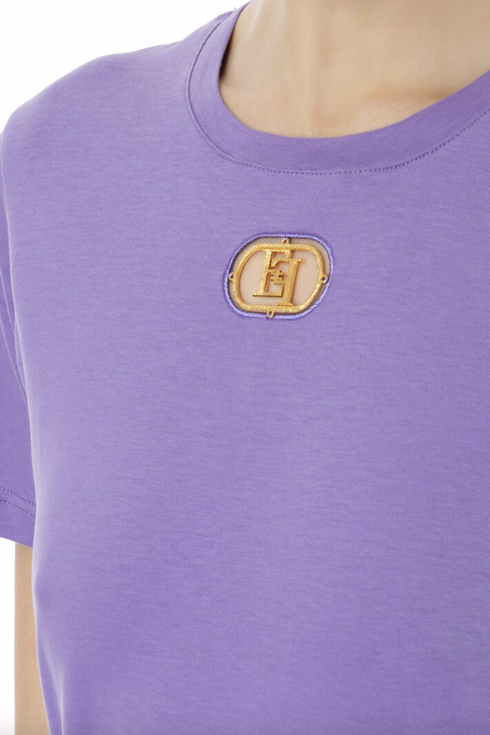 ELISABETTA FRANCHI Elisabetta Franchi tshirt with plate with logo Iris / Purple