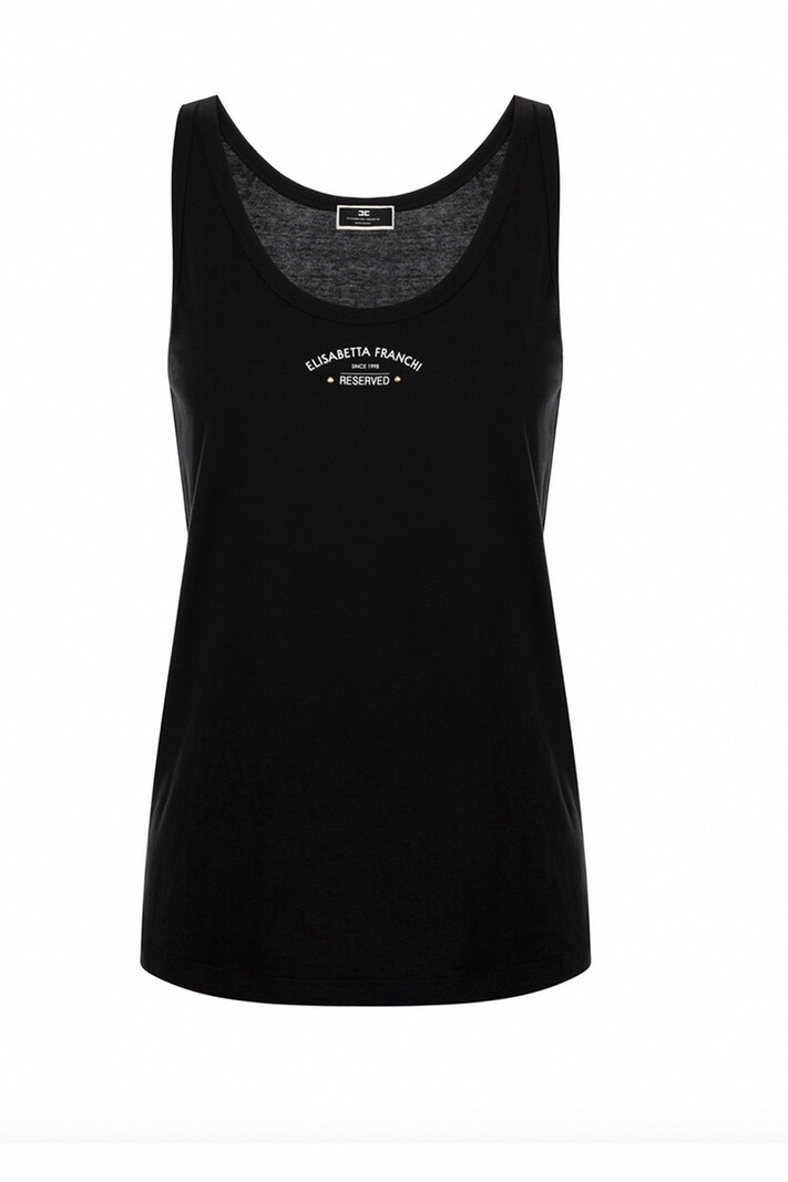 ELISABETTA FRANCHI Elisabetta Franchi tank top with logo Black