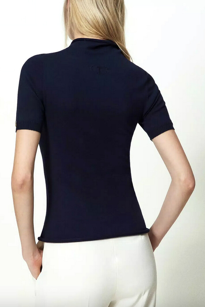 TWINSET Twinset knitted top with logo on sleeve Blue
