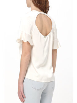 TWINSET Twinset top met open rug en korte mouw room Wit