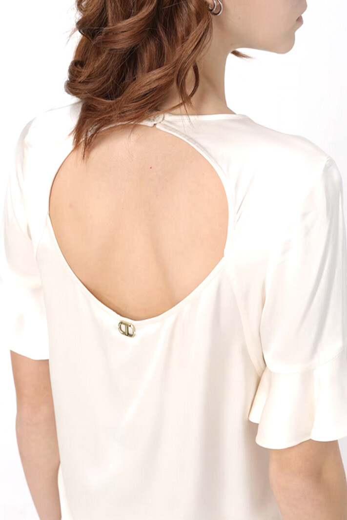 TWINSET Twinset top with open back and short sleeve cream White