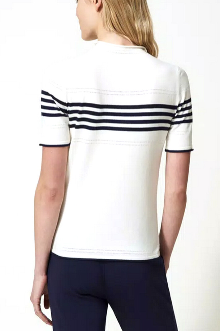TWINSET Twinset top with logo and stripes in blue White