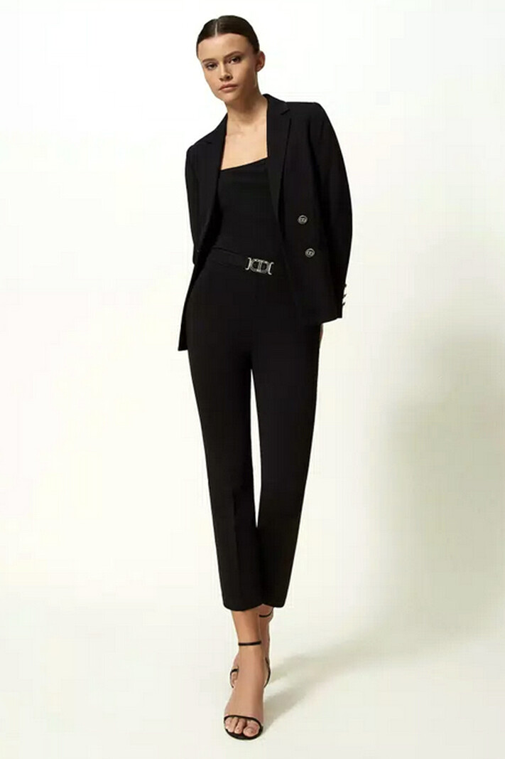 TWINSET Twinset trousers streched and with logo waist Black