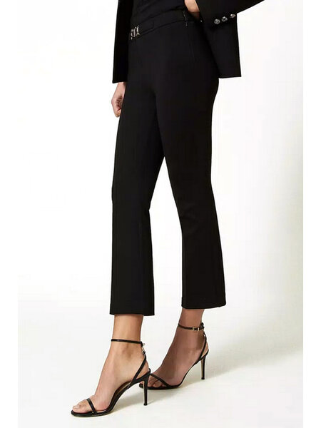 TWINSET Twinset trousers streched and with logo waist Black