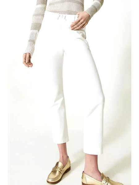TWINSET Twinset Trousers strech with logo at waist cream White